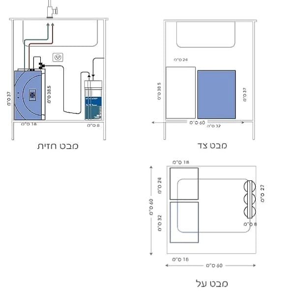 מערכת קר וחם עם ברז מרובע