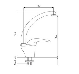 ברז ברבור עם פיה קשתית גבוהה מסדרת CRETA פאיני – תמונה 2