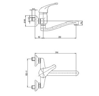 ברז קיר עם פיה ארוכה מסדרת CRETA פאיני – תמונה 2