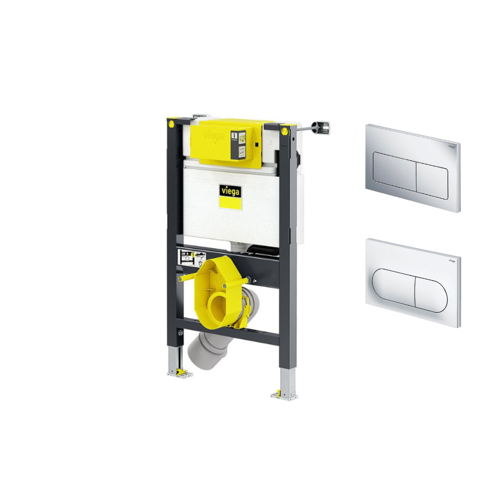 מיכל הדחה סמוי נמוך לקיר גבס עם לחצן ויאגה VIEGA PREVISTA