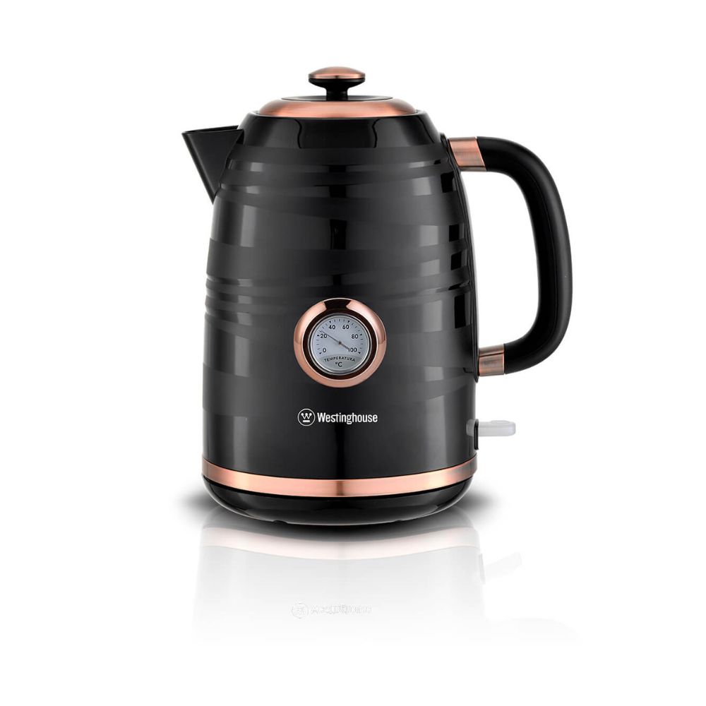 קומקום חשמלי מעוצב 1.7 ליטר 2200W עם מד טמפרטורה שחור WKWK512BK Westinghouse