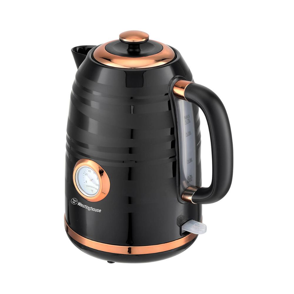 קומקום חשמלי מעוצב 1.7 ליטר 2200W עם מד טמפרטורה שחור נחושת WKWK512BK Westinghouse – תמונה 2
