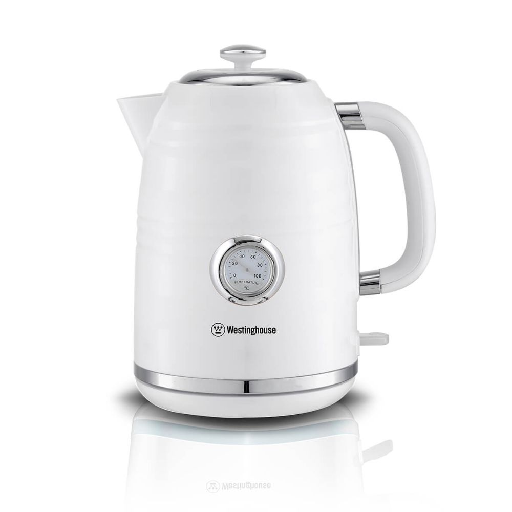 קומקום חשמלי מעוצב 1.7 ליטר 2200W עם מד טמפרטורה לבן WKWK512WH Westinghouse