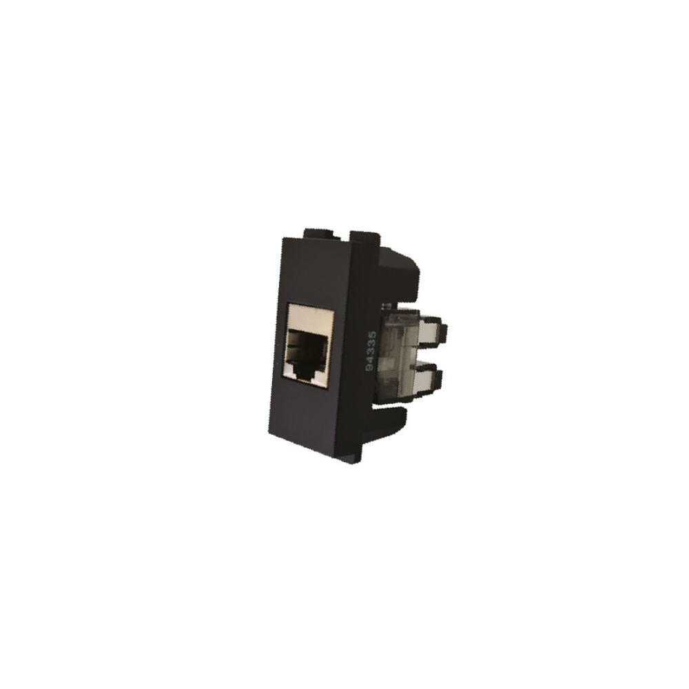 שקע מחשב RJ45 Cat.5e מקום 1 בצבע שחור מט