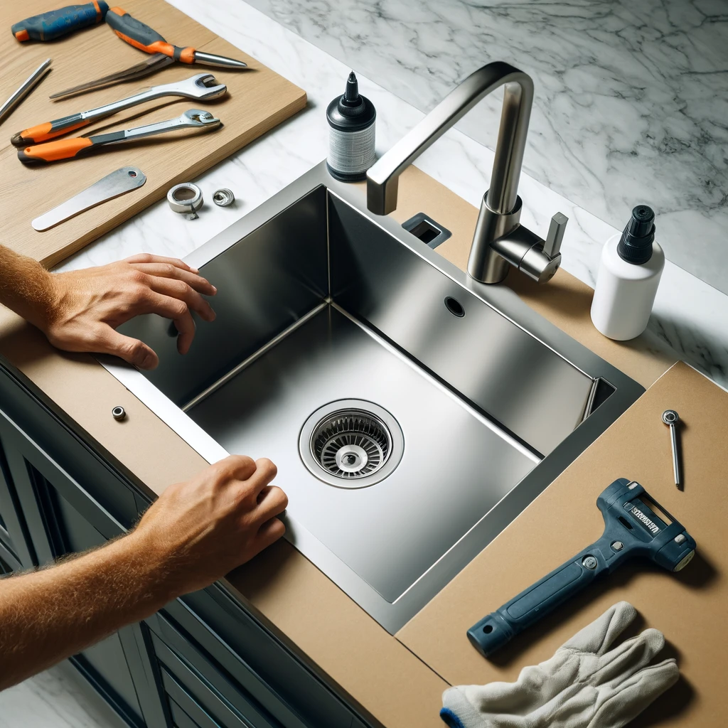 כיור מטבח בהתקנה שטוחה