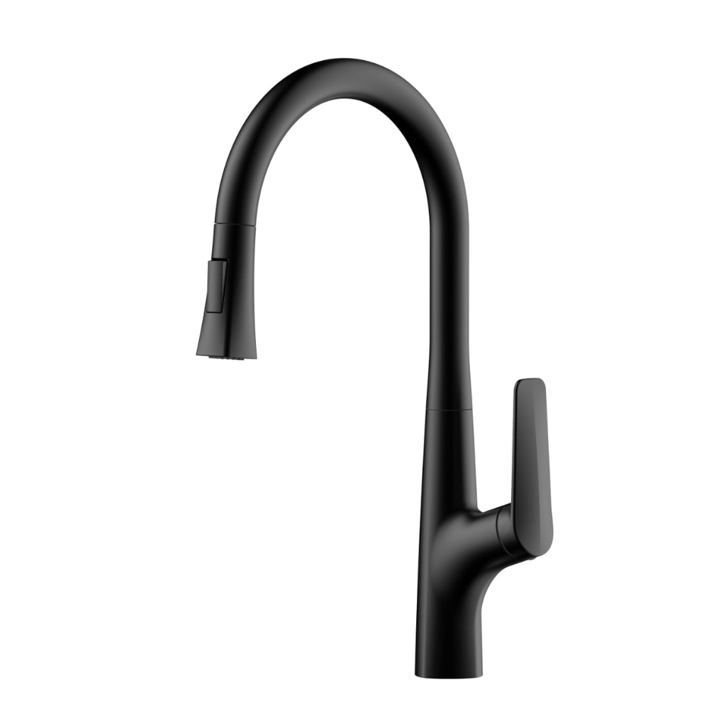 ברז ברבור נשלף למטבח שני מצבים שחור מט אופק IKON